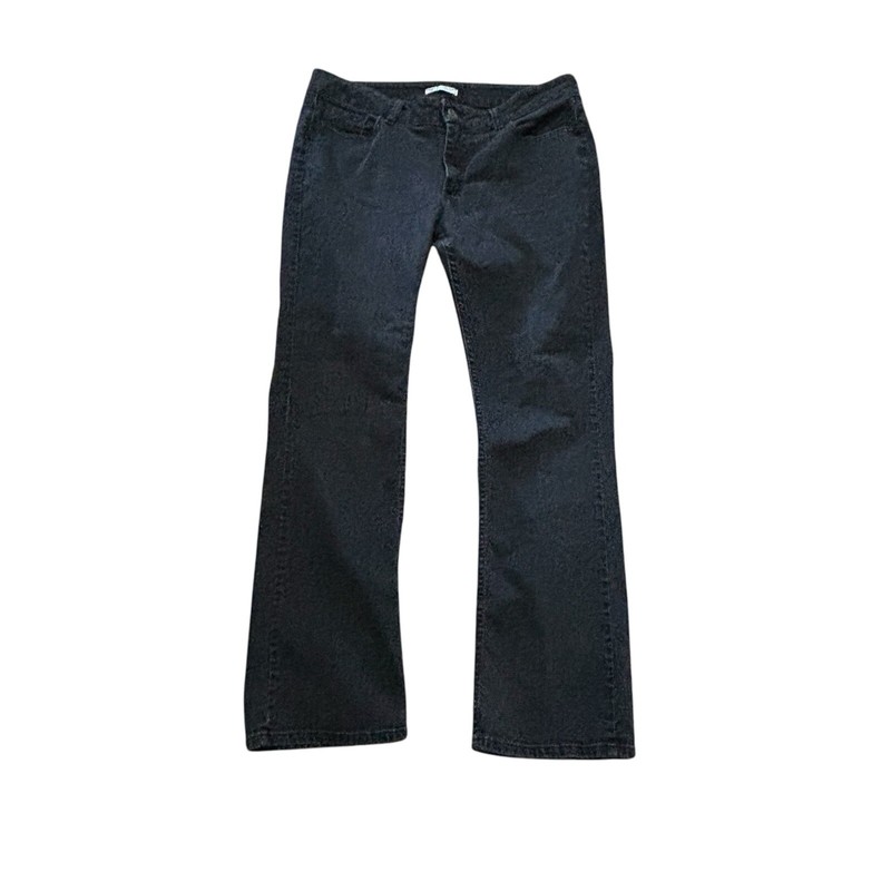 Riders By Lee Mid Rise Bootcut Jeans Women Black Charcoal Wash 5-Pocket Size 16