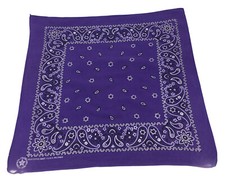 Vintage Purple Bandana Paisley Black White 20.5  x 20  RN13962 Made In USA B5