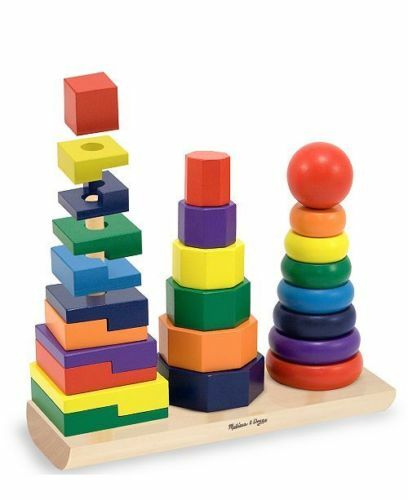 Melissa & Doug Geometric Stacker - Wooden Educational Kids Toy