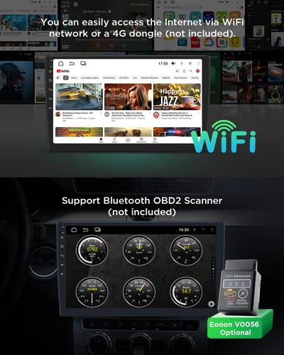 CAM+OBD+DVR+10.1" ANDROID 13 DOUBLE 2 DIN CAR STEREO RADIO Navigation CarPlay FM - Picture 13 of 19