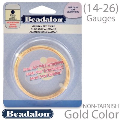 Beadalon Gold German Wire 14, 16, 18, 20, 22, 24, 26 Gauge German Wire Jewelry