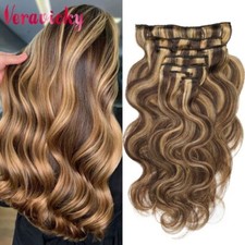 120G 7PCS Body Wavy Clip Hair Extensions Brazilian Remy 100 Natural Human Hair