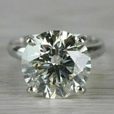 8.51 Ct White Round CZ Four Prong Engagement Ring In 14K White Gold Finish