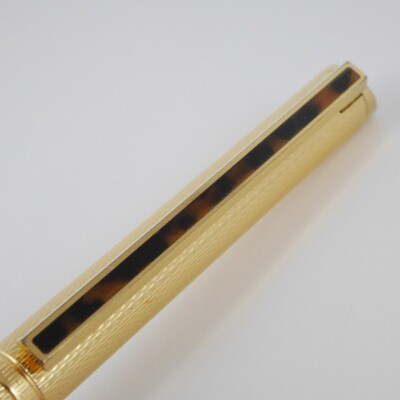 dunhill Gemline Gold Plated Barley Marble Brown Clip Ballpoint Pen