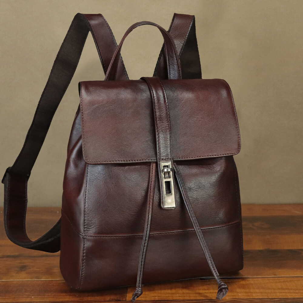 Genuine Leather Backpack Purse Women Retro Knapsack purse  display picture 1