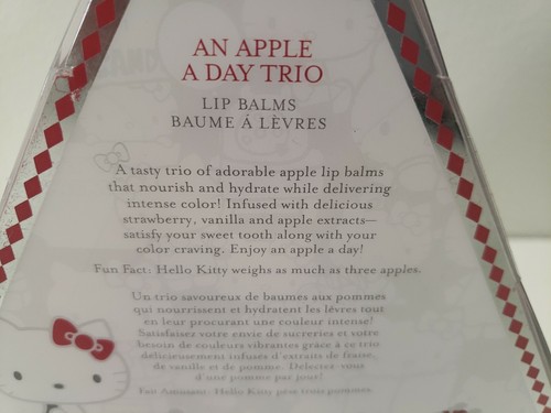 HELLO KITTY An Apple A Day Trio Lip Balms 40th Anniversary NIB - Picture 4 of 8