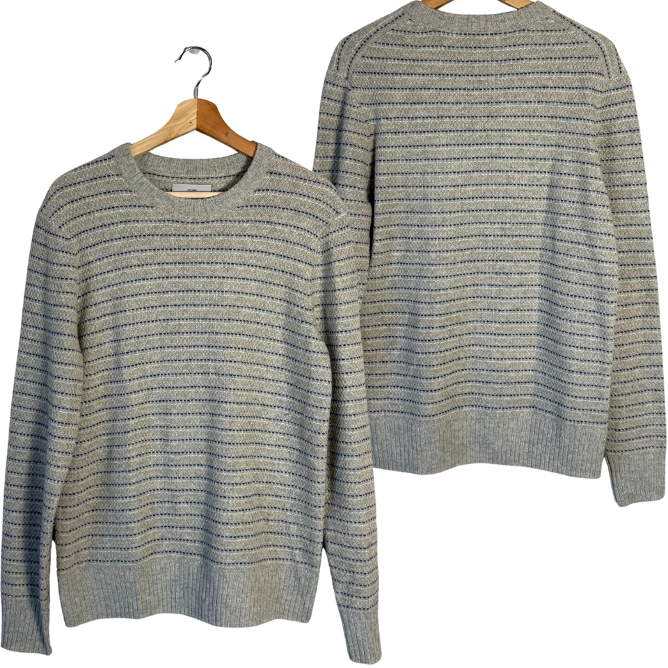Jack Spade Turner Wool Striped Crewneck Pullover Sweater Men's Small Gray Preppy - Image 2 of 4