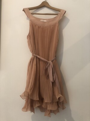 Blu Pepper Pink Pleated Shift Dress with Belt