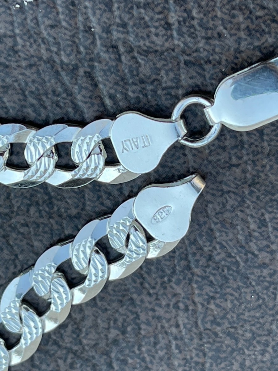 Bracciale Uomo Argento 925 Massiccio – Curb Link Cuban 12mm – Iced Con Zirconia – H&J Jewelry