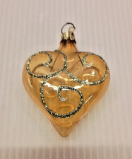 VINTAGE GLASS GLITTER HEART ORNAMENTS CHRISTMAS VALENTINE'S DECORATION LOT OF 10