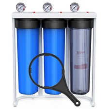 3-Stage 20"x4.5" Whole House Water Filter System Sediment Carbon Filter Gauge