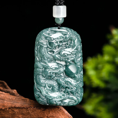 Natürlicher Grade A Jade Jadeit blau Wasser neun Sternzeichen Drache Eisart Anhänger