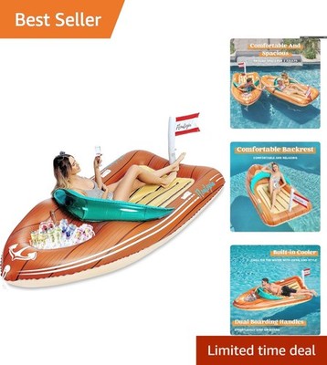 Oversized Inflatable Boat Float with Quick Inflate Cooler - Family Fun Must-Have