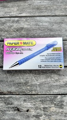 VTG 1995 PaperMate Flexgrip Ultra Refillable Ball Pens Blue Ink,Box 12 Pcs. New