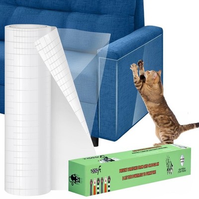 Anti Cat Scratch Furniture Protector Clear Thicken Vinyl 196.9''x16.5'' Couch P...