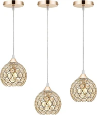 Mini Gold Crystal Pendant Light with 3 Colors Corn Lights 3 Pack