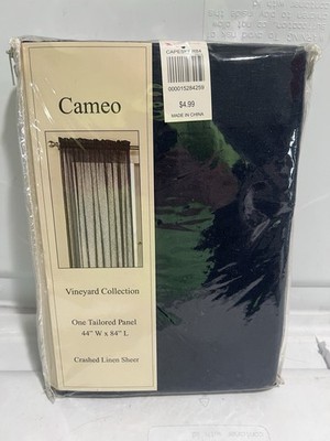 Cameo Vineyard Collection One Tailored Panel 44 x84  Crashed Linen Sheer Blue