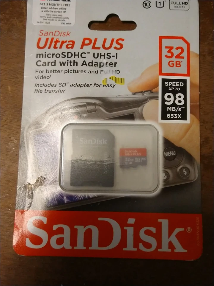 SanDisk Ultra Plus 32GB Micro SDHC UHS-I Memory Card with Adapter - BRAND NEW! - Image 2 of 4
