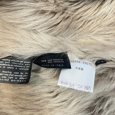 GUCCI Mouton Coat Real Fur Size 40 Beige GG Logo Bamboo Toggle | eBay