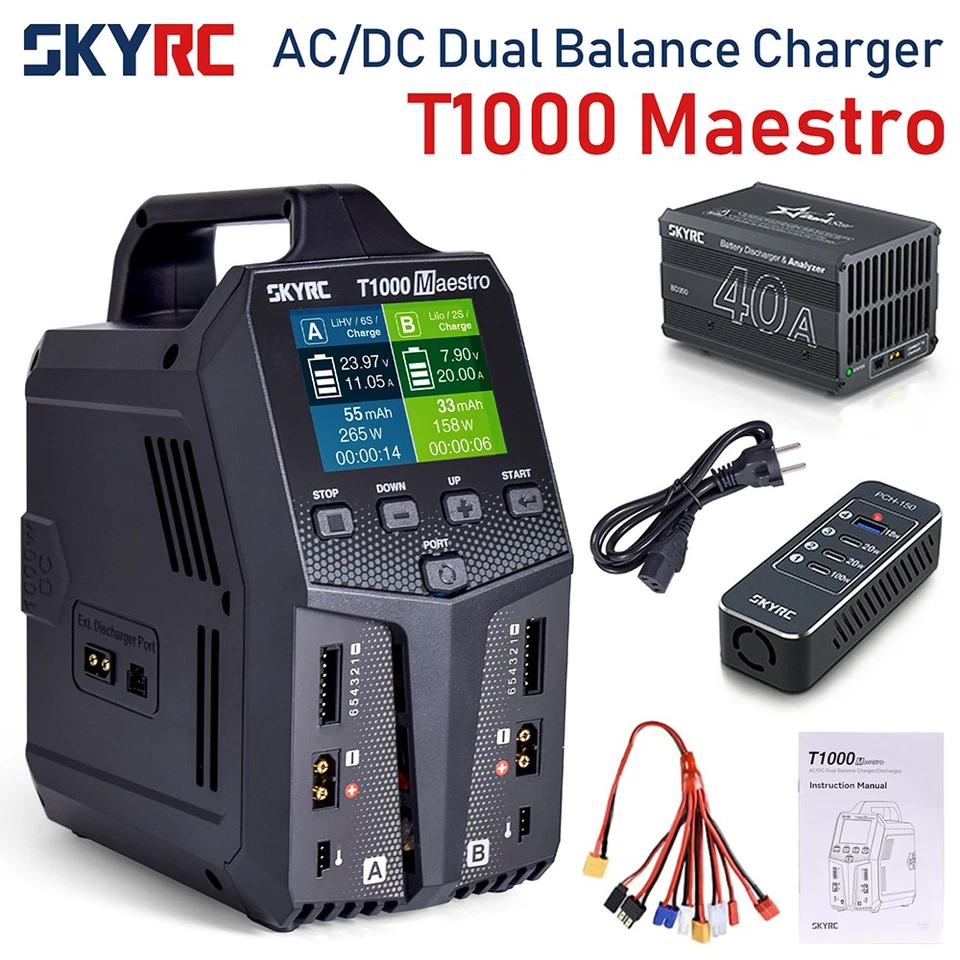 SKYRC T1000 RC Akku-Charger für 1-6S Lipo Balance Ladegerät/Entladegerät Maestro - Bild 3 von 4