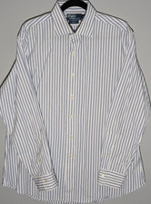 Polo Ralph Lauren Regent Custom Fit Dress Shirt 17.5 34/35 White w/Blue Stripes