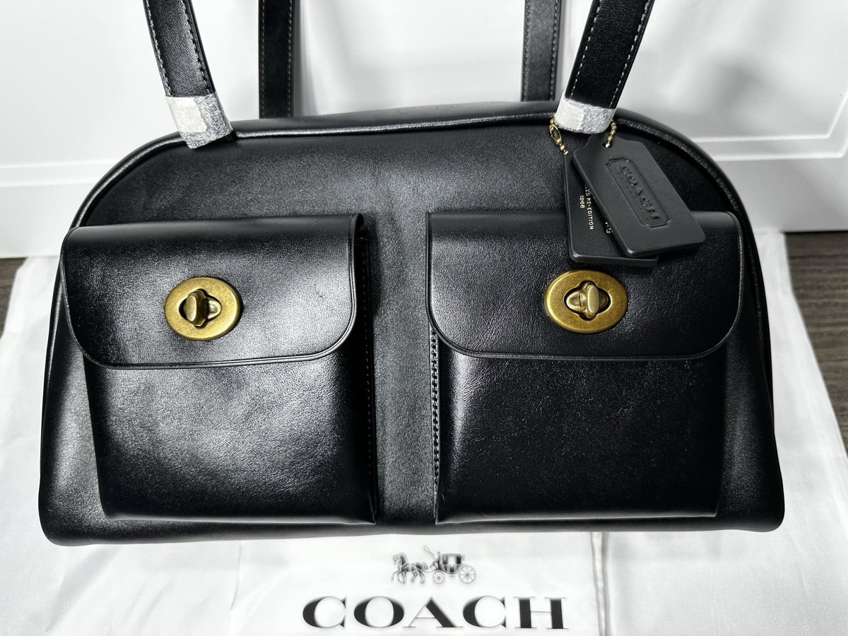 Coach Twin Turnlock Bag in Black Waxed Leather CCC54 NWT | eBay