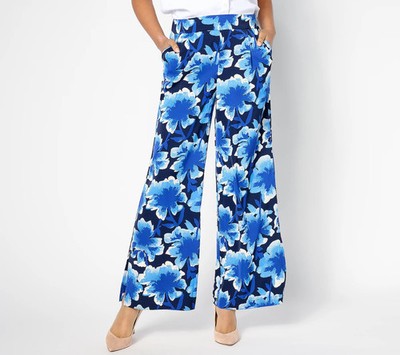 Studio Park x Leah Williams Reg Bold Floral Soft Woven Pant-Navy-XL A634584 NEW