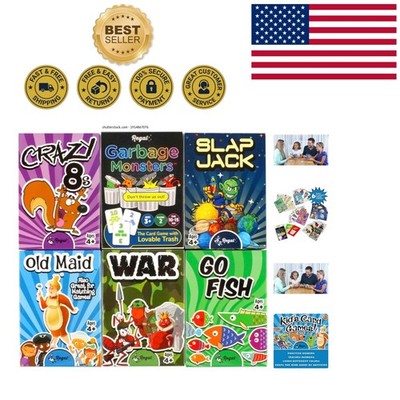Portable 6 Classic Card Games - Easy Entertaining for Kids & Adults Anywhere