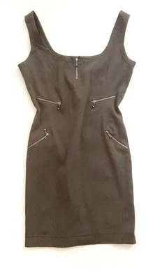 ICONIC C 1992 VINTAGE RIFAT OZBEK DEEP OLIVE GREEN ZIPPER MINI DRESS XS S - Bild 1 von 4