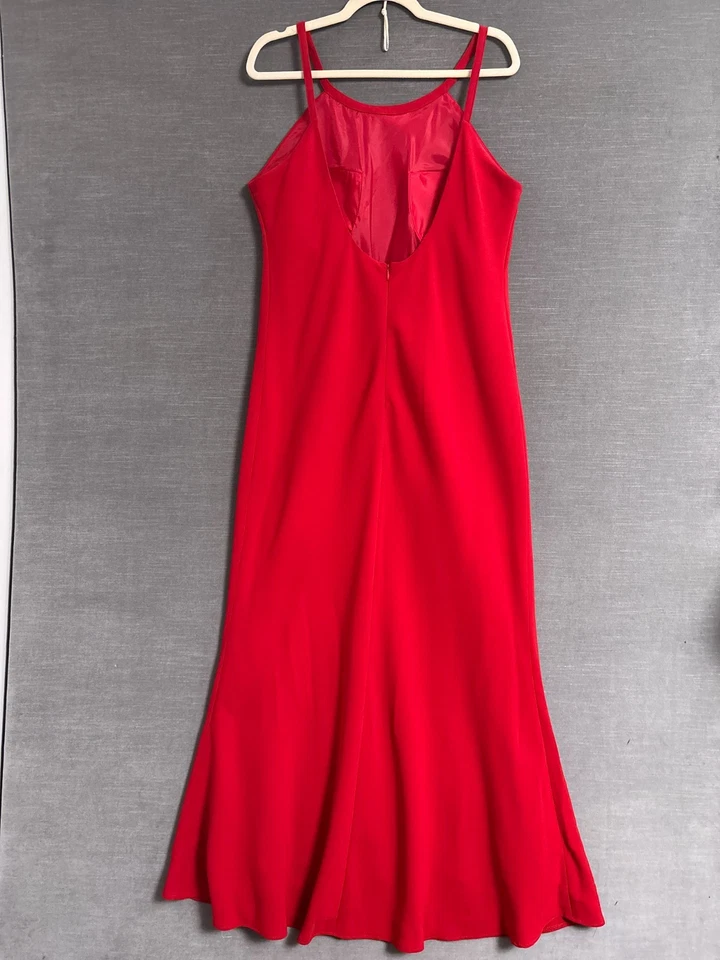 Calvin Klein Dress 16 Red Halter Maxi Gown Formal Holiday Party Evening Gala - Image 4 of 4