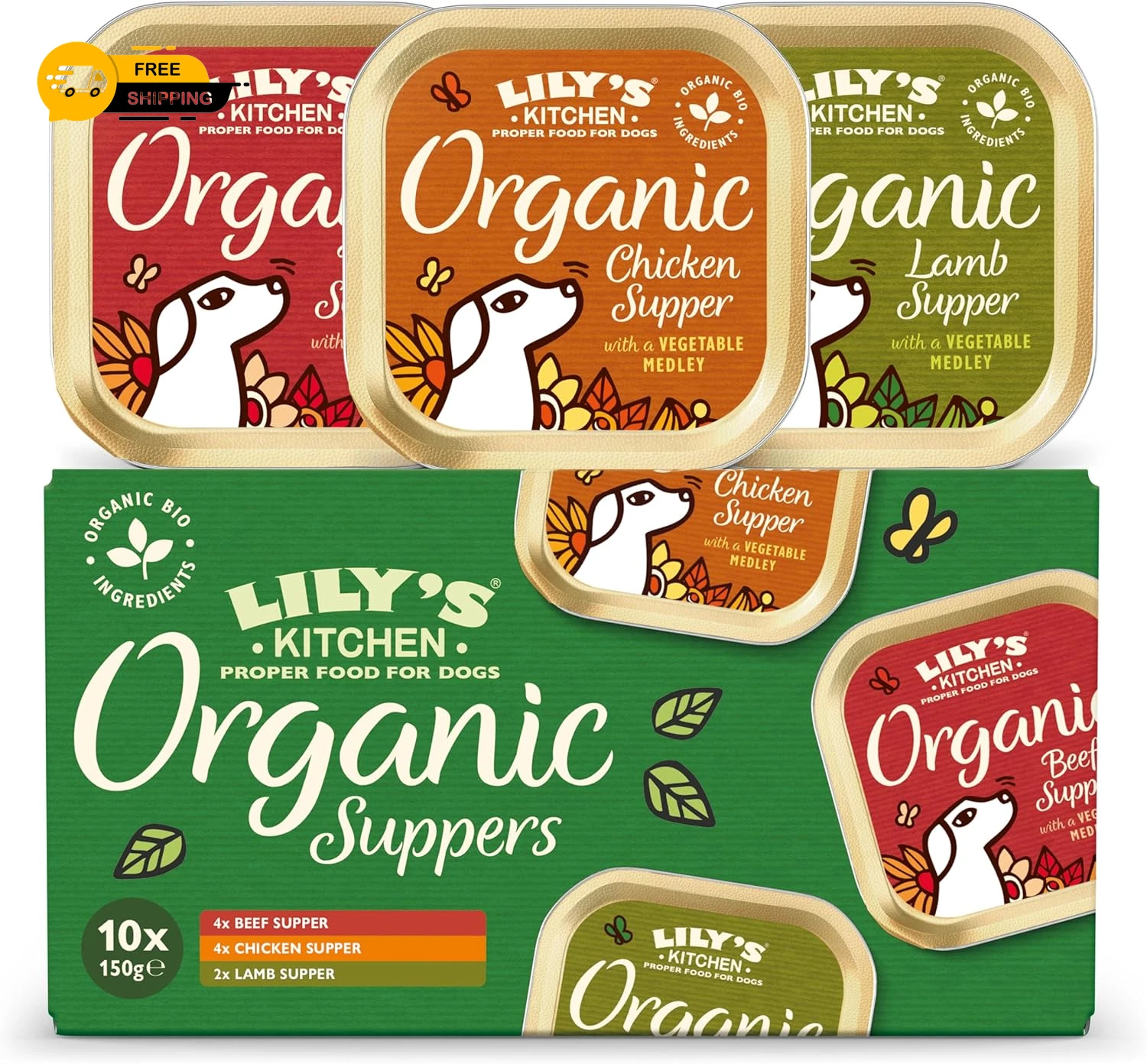 Lily�s Kitchen Adult Wet Dog Food Trays Organic Variety Pack 10X150G
