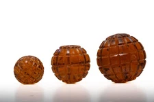 CDNY Square Faceted Amber Glass- Multi-Size Crystal Ball Sphere Set