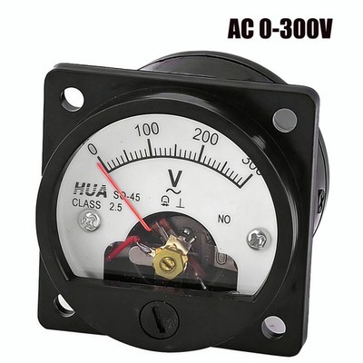 AC 0-300V Round Analog Panel Meter Voltmeter Gauge SO-45 Black Class 2.5