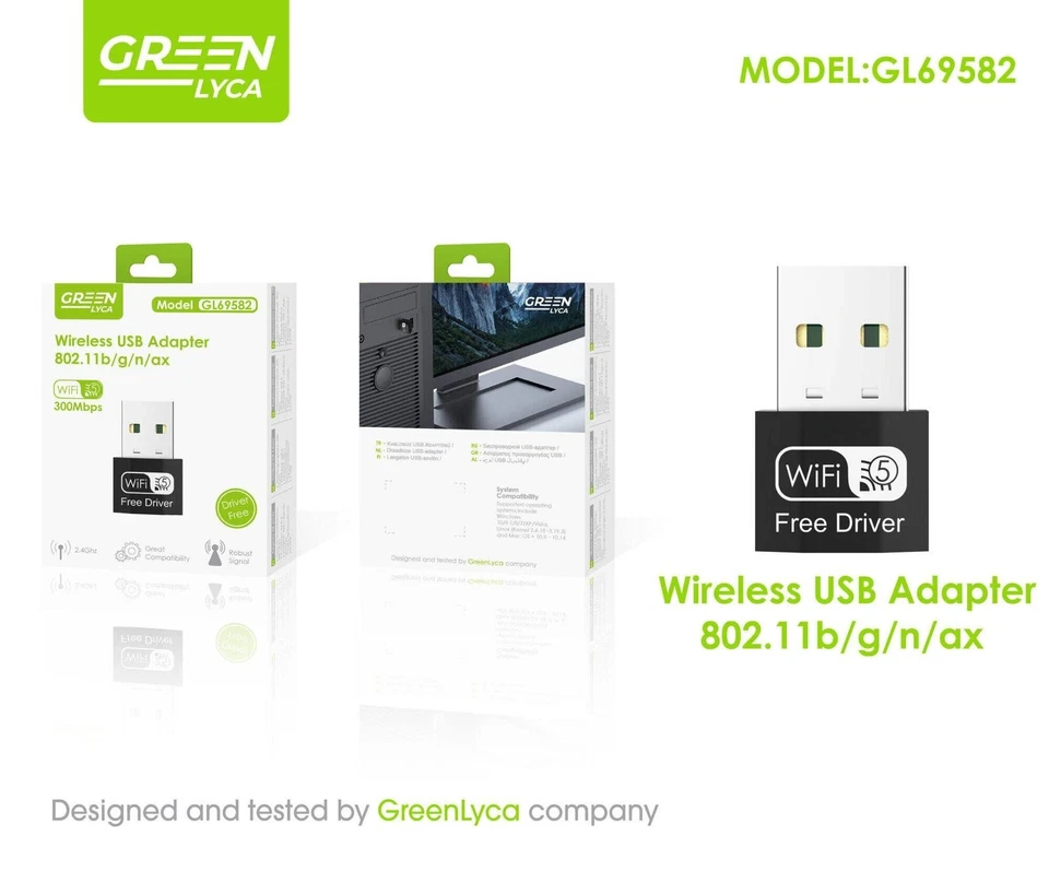 WLAN USB Adapter 300Mbps – WiFi Stick 802.11b/g/n/ax – Treiberfrei – 2,4GHz – PC - Bild 2 von 3