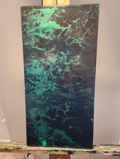 Green Fog by Em 10 x 20 Original Painting Acrylic On Canvas