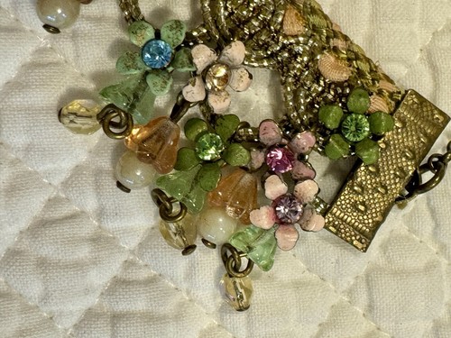 Michal Negrin Latz Halskette Kristalle Viktorianisch Shabby Chic Magnetverschluss - LESEN - Bild 16 von 17