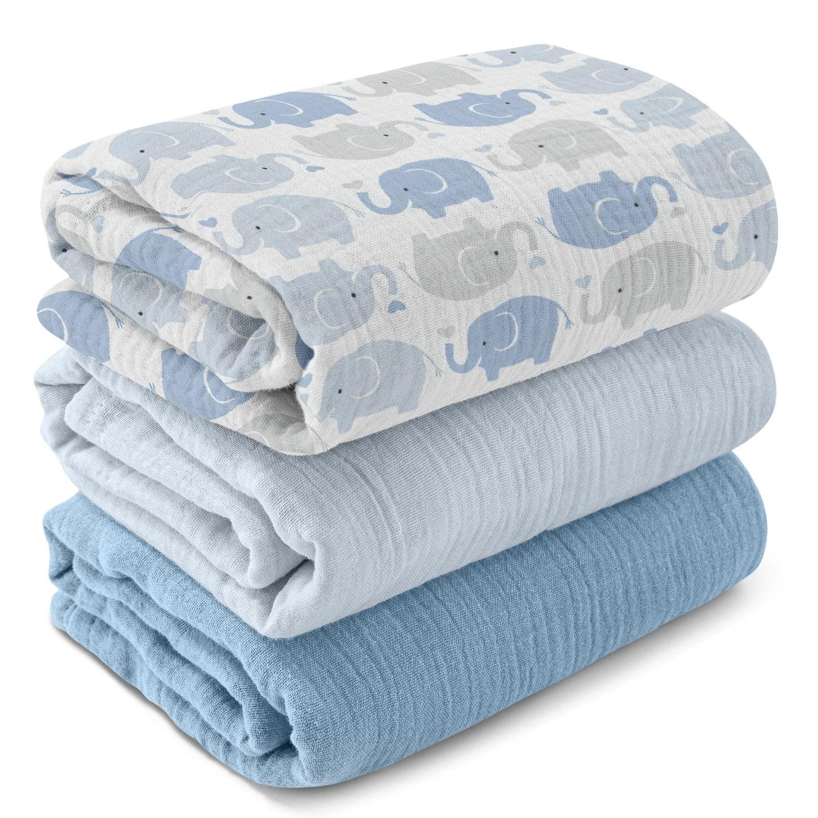 Muslin Swaddle Blankets for Newborn, 3-Pack Cotton Receiving Blankets, Large ...