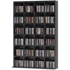 HOMCOM Mobile Libreria Porta CD a 24 Vani con Mensole Regolabili Nero
