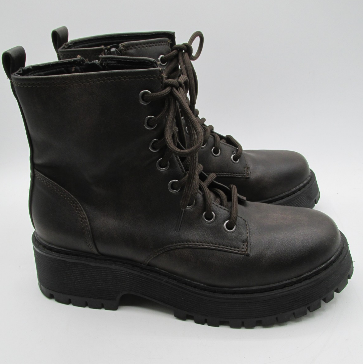 SAOLA STIVALI DA COMBATTIMENTO DONNA MARRONI SUOLA AD ALETTA ECOPELLE MISURA 7 5 SENZA CONFINI!