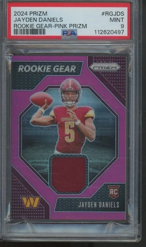 2024 Panini Prizm Rookie Gear Pink Jayden Daniels Jersey RC Rookie Mint PSA 9