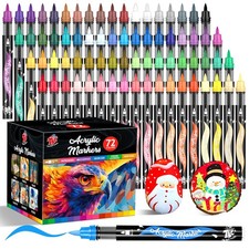 Acrylic Paint Markers, 72 Colors Water-Based Paint Pens for Art and Craft Pro...