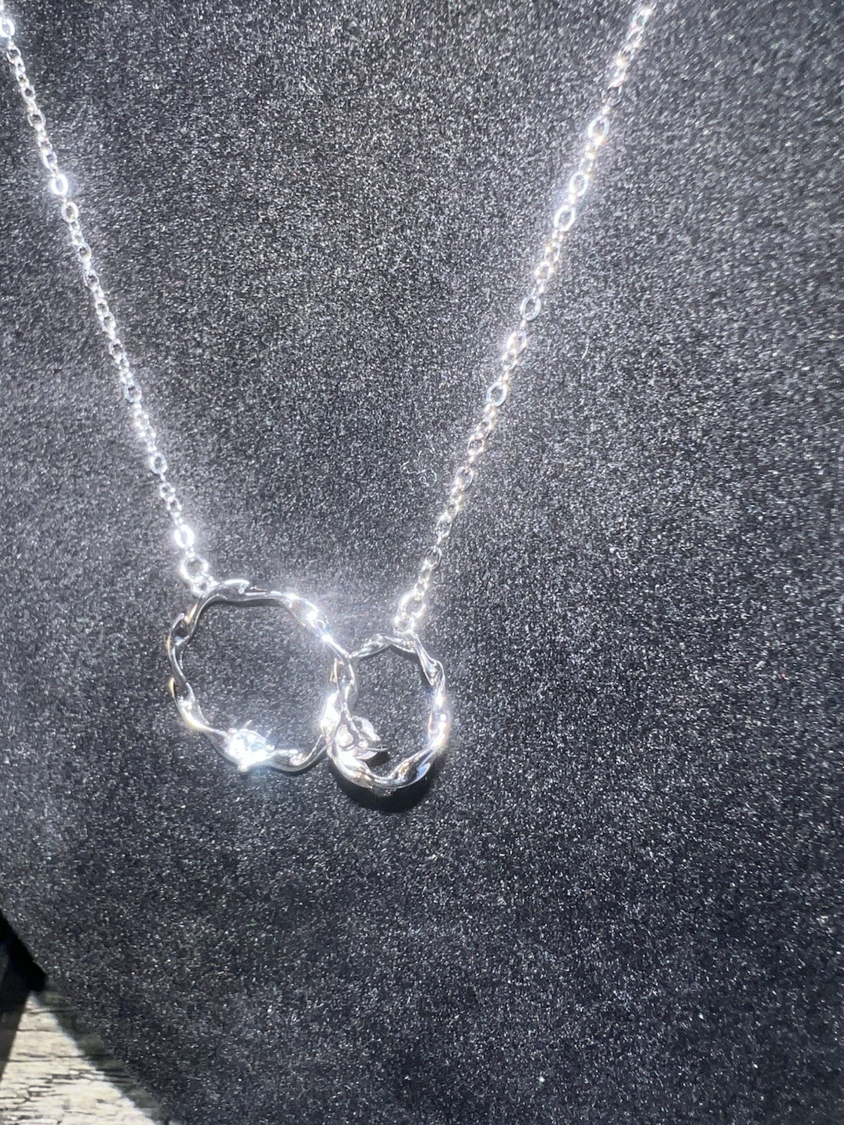 18” Double Interlocking Ring Necklace 925 Sterlin… - image 3