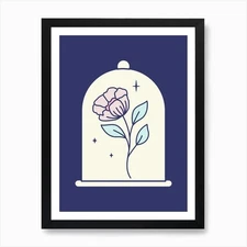 Flower Under Glass Cover Art Print Framed Wall Art Poster Canvas Print Picture