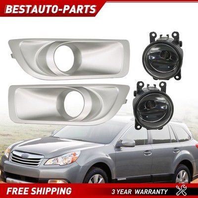 Pair Fog Lights For 2010 2011 2012 Subaru Outback Grey Bezel Clear Lamps LH+RH