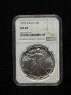 NGC MS69 1992 Uncirculated American Silver Eagle One Dollar S$1 Coin - 124