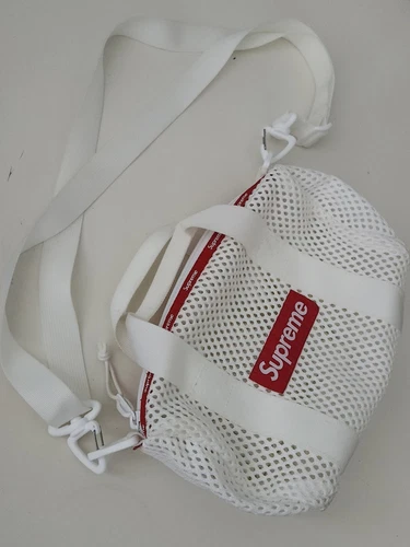 SS23 Supreme mesh mini duffle bag white 3L shoulder red box logo