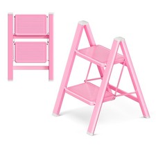 GameGem Pink 2 Step Ladder, Small Kitchen Step Stool for Adults, Widen 7.9Inc...
