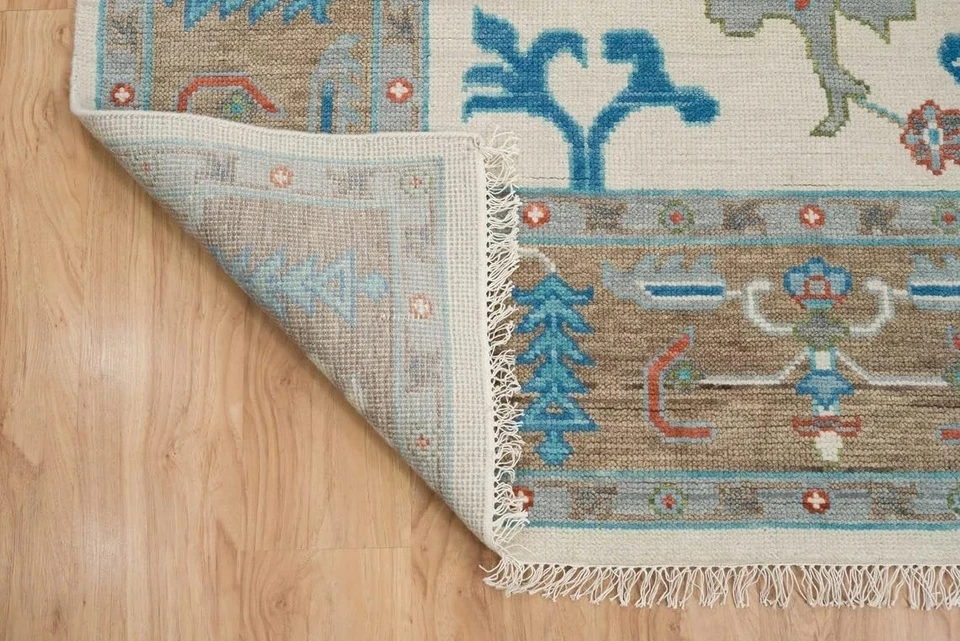 Alfombra de lana OUSHAK anudada a mano alfombra tradicional floral oriental sala de estar Foto 4 de 4