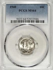 1940 P PCGS MS 64 Mercury Silver Dime ☆☆ Great For Sets ☆☆ 946