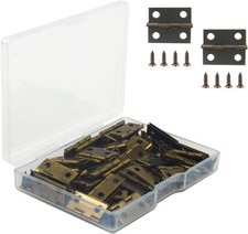 50 Pcs Small Hinges, Antique Bronze Tiny Hinges, Mini Hinge Sets with 200 Pieces